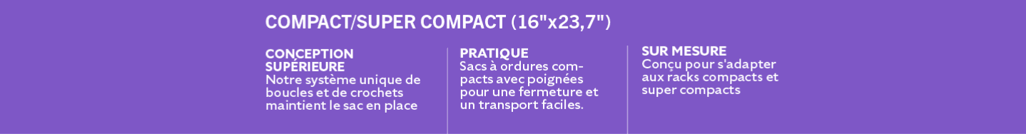 Caractéristiques des sacs de recharge roulés Rack Sack